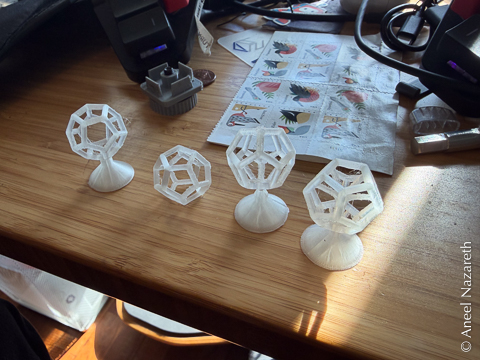 A variety of 3D printed dodecahedra
